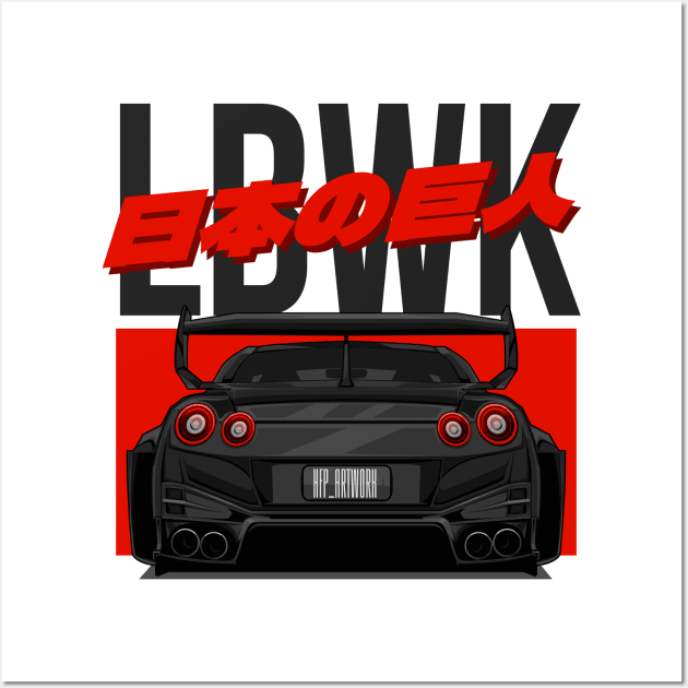 LIBERTY WALK NISSAN GTR-R35 (BLACK) Wall Art by HFP_ARTWORK